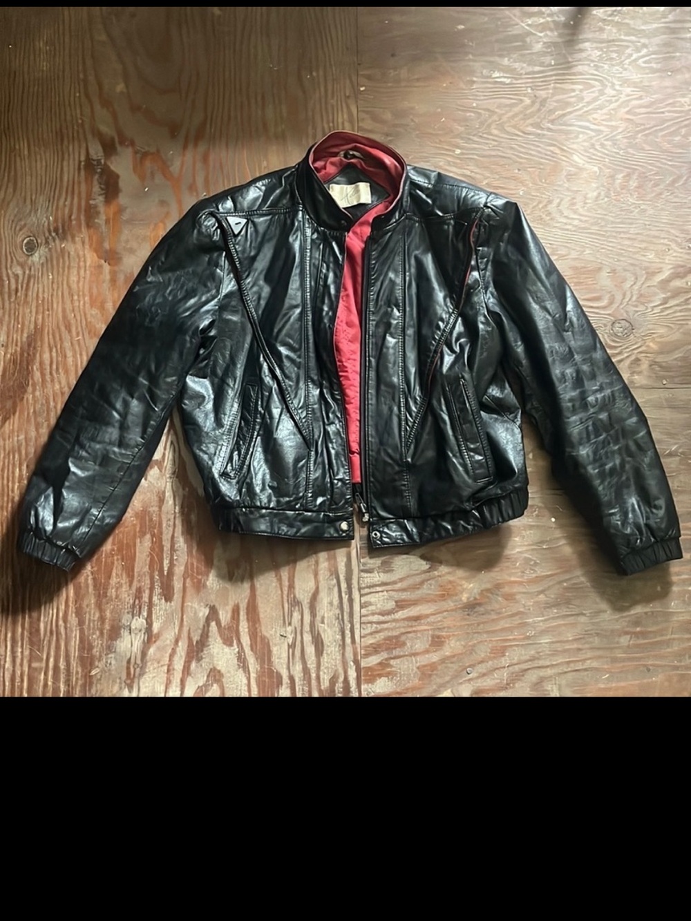 Ada Black Leather Jacket with Red Interior Lining